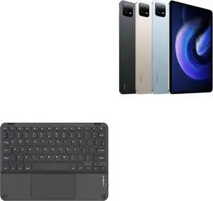 BoxWave Keyboard Compatible with Xiaomi Pad 6 - SlimKeys Bluetooth Keyboard with Trackpad, Portable Slim TouchPad - Jet Black