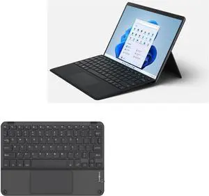 BoxWave Keyboard Compatible with Microsoft Surface Pro 8 - SlimKeys Bluetooth Keyboard with Trackpad, Portable Slim TouchPad - Jet Black