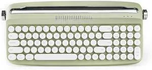 YUNZII Upgraded Wireless Keyboard, Retro Typewriter Style with Integrated Stand, USB-C/Bluetooth with Cute Round Keycaps for Multi Device for Win/Mac (B309, Sweet Mint)