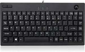 ADESSO AKB-310UB - Wired USB Mini Trackball USB Keyboard, 87-Key US Layout, Black