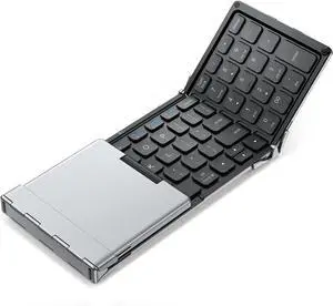 iClever Portable Keyboard, BK09 Foldable Bluetooth Keyboard with Number Pad for Travel and Business Trip, USB-C Rechargeable for Laptop, iPad, iPhone, Sync up to 3 Devices
