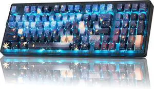 ZORNHER ZH980 Wireless Mechanical Gaming Keyboard,95% Blue Creamy Keyboard with Number Pad,Van Gogh's Starry Night Dye Sublimation PBT Keycaps,Pre-lubed Linear Switches,Hot-Swappable,RGB Backlit