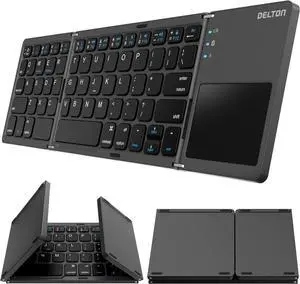 Delton F75 Foldable Bluetooth Keyboard with Touchpad, Compact and Portable Design, Rechargeable Wireless Keyboard, Compatible with PC, Laptop, iMac, Tablets & Smartphones - Black Delton F75 Foldable Bluetooth Keyboard with Touchpad, Compact and Portable Design, Rechargeable Wireless Keyboard, Compatible with PC, Laptop, iMac, Tablets & Smartphones - Black