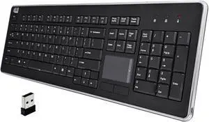 Adesso WKB-4400UB Wireless Desktop Touchpad Keyboard - 2.4GHz RF Wireless Technology, 104-Key Layout, Built-in Trackpad, Multimedia and Internet Hotkeys