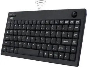 ADESSO WKB-3100UB Wireless Mini Trackball Keyboard - Compact 87-Key Layout, Built-in 800 DPI Optical Trackball, 24GHz RF Wireless Technology, USB Interface, 30-Foot Range