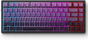 G75 PRO 75% Wireless Mechanical Keyboard, TKL Keyboards Tri-Mode BT5.0/2.4GHz/USB-C, Hot Swap Custom Creamy Keyboards Linear Switch, Double Shot PBT Keycaps RGB LED Backlit, Black&Purple
