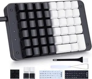 Koolertron One Handed Mechanical Gaming Keyboard with 32 Macro Keys, 46-Key Fully Programmable Mini Keypad, Mini USB Macro Keyboard for PC Gamers