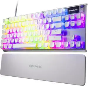 SteelSeries Apex 7 TKL Compact Mechanical Gaming Keyboard  OLED Smart Display  USB Passthrough and Media Controls  Linear and Quiet  RGB Backlit (Red Switch) - Ghost