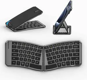 MoKo Foldable Bluetooth Keyboard, Ergonomic Keyboard with Bluetooth Connection and 2.4G Wireless Connection, for iOS/Android/Windows Tablet Smartphone Devices