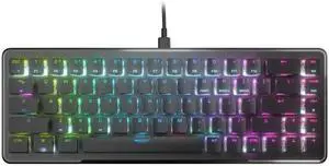 Roccat Vulcan II Mini65% Optical PC Gaming Keyboard with Customizable RGB Illumination, Detachable Cable, Button Duplicator, On-board profiles, Aluminum Plate, 100 million Keystroke Durability -Black