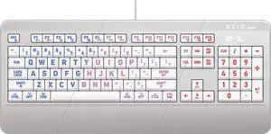 Azio Vision Mac USB-C Keyboard, Backlit/Large Print, 3 Interchange Backlight Colors, Blue/Red/Purple (KB540)