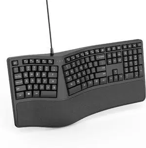 Curved Wired Keyboard, K9 Ergonomic Wired Keyboard, 110 Keys with Number Mute Keyboards for PC/Desktop/Laptop/Windows/PC Mac/Business Office (Black)