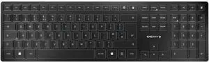 CHERRY KW 9100 SLIM, Wireless Keyboard, UK Layout, QWERTY Keyboard, Bluetooth or Wireless Connection, SX Scissors Action, USB Charging, Flat, Black-Silver