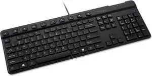 Kensington Simple Solutions Wired Keyboard with Smart Card Reader (CAC) (K55115US),Black