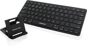 IOGEAR Slim Multi-Device Bluetooth Keyboard with Adjustable Stand for Smartphones and Tablets,Black