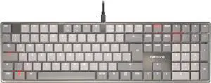 CHERRY KC 500 MX LP, Mechanical Low-Profile Keyboard, German Layout (QWERTZ), Wired (USB-A), White Illumination, MX LP 2.0 IVORY Switches, Grey