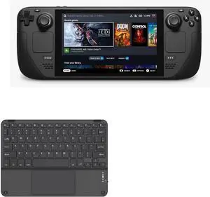 BoxWave Keyboard Compatible with Valve Steam Deck - SlimKeys Bluetooth Keyboard with Trackpad, Portable Slim TouchPad - Jet Black