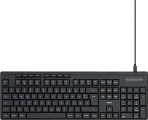 Hama CK-200 Wired Keyboard (USB Keyboard, Ergonomic Typing Feel, Quiet Keys, Removable Cable, German QWERTZ Layout, Multimedia Keys, Assist Key for AI Assistants) Black