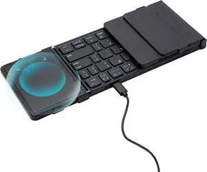 Coastacloud Tri-Folding Wireless Bluetooth Keyboard with Touchpad, Slim Portable Rechargeable Design for iPhone iPad Mac Laptop Tablets (Black)
