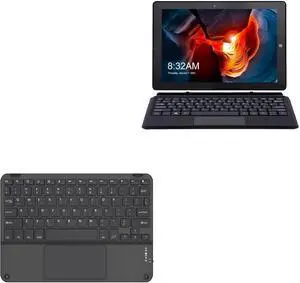 BoxWave Keyboard Compatible with AWOW AiBook 2 in 1 Laptop Touchscreen (10.1 in) - SlimKeys Bluetooth Keyboard with Trackpad, Portable Slim TouchPad - Jet Black