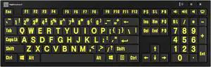 Logickeyboard XL Print nero Pc slim line yellow on black keyboard compatible with Windows XP, Vista, 7 - 10 -Part: LKBU-LPYB-BJPU-US