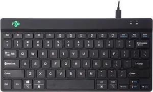 R-Go Compact Keyboard, with Break Software, Ergonomic Flat Design, Anti-RSI, USB-C/A Wired, Compatible with Windows/Mac OS, QWERTY (US), Multi-Media Keys, Black