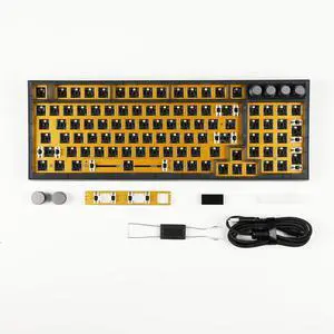 YMDK Plastic GK980 Triple-Mode 4 Knobs Gasket RGB Hot Swappable Macro Programmable Bluetooth Wired 2.4G Mechanical Keyboard Barebone