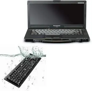 BoxWave Keyboard Compatible with Panasonic Toughbook 53 CF-53 - AquaProof USB Keyboard, Washable Waterproof Water Resistant - Jet Black