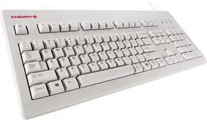 CHERRY MX Board Silent Keyboard - White - Silent MX Switch - 104 Key Layout - USB - Retro Look