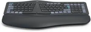 Hama Ergonomic Keyboard Wireless (Multi-Device 1x Radio, 2 x Bluetooth for PC, Laptop, Tablet, Curved Shape, Split Keypad, Adjustable Writing Angle, Wrist Support, QWERTZ DE) Black
