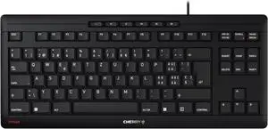CHERRY STREAM KEYBOARD TKL, Wired Mechanical Keyboard without Numeric Keypad, Swiss Layout (QWERTZ), Silent Typing, Unique Typing Feeling, Black