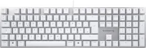 CHERRY KC 200 MX Mechanical Office Keyboard with Anodized Metal Plate, German Layout (QWERTZ), Wired, Silent Red Switches MX2A, White/Silver