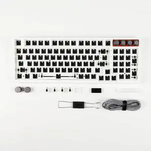 YMDK Plastic GK980 Triple-Mode 4 Knobs Gasket RGB Hot Swappable Macro Programmable Bluetooth Wired 2.4G Mechanical Keyboard Barebone