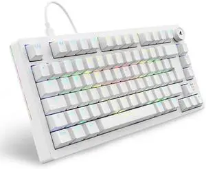 Sharkoon Skiller SGK25 RGB Gaming Keyboard, 75% Layout, Hot Swap, Huano RED Lubricated Switches, White