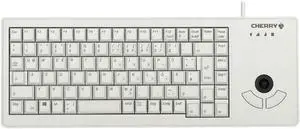 CHERRY G84-5400 XS, Compact Keyboard with Trackball, EU Layout (QWERTY), Wired (USB-A Port), Mechanical ML Switches, Light Grey