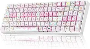 ZORNHER ZH100 Wireless Cat Mechanical Keyboard,98% Pink Cute Creamy Keyboard with Number Pad,Full Size Hot-Swappable Kitty Gaming Keyboard,Meow Meow Squad Keycaps,Creamy Souding Linear Switches