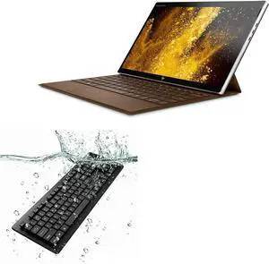 BoxWave Keyboard Compatible with HP Elite x2 G4 Notebook PC - AquaProof USB Keyboard, Washable Waterproof Water Resistant - Jet Black