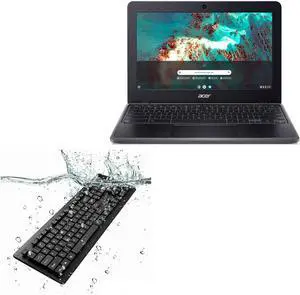 BoxWave Keyboard Compatible with Acer Chromebook 511 (C741LT) - AquaProof USB Keyboard, Washable Waterproof Water Resistant - Jet Black
