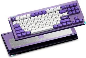 STARS80 V2 Aluminum CNC Quick Release Keyboard,80% QMK/VIA Programmable Gasket Mount Hot Swap Tri-Mode Wireless BT5.0/2.4GHz/USB-C Mechanical Gaming Keyboard RGB Backlit for PC/Mac Gamer (Purple)