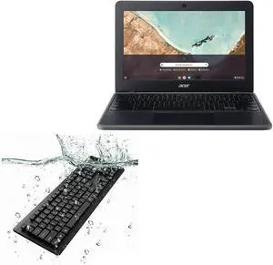 BoxWave Keyboard Compatible with Acer Chromebook 311 (C722T) - AquaProof USB Keyboard, Washable Waterproof Water Resistant - Jet Black