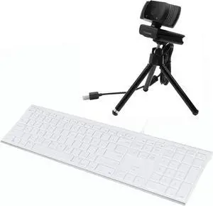 Macally Ultra Slim Wired USB Computer Keyboard and a Web Cam, Never Deal with Low-Definition Laptop Camera Again