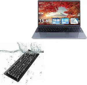 BoxWave Keyboard Compatible with Urao LT1504 Laptop (15.6 in) - AquaProof USB Keyboard, Washable Waterproof Water Resistant - Jet Black