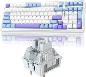 AULA F99 Wireless Mechanical Keyboard,Tri-Mode BT5.0/2.4GHz/USB-C Hot Swappable Custom Keyboards+LEOBOG Graywood V3 Switches Set