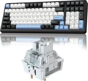 AULA F99 Wireless Mechanical Keyboard,Tri-Mode BT5.0/2.4GHz/USB-C Hot Swappable Custom Keyboards+LEOBOG Graywood V3 Switches Set