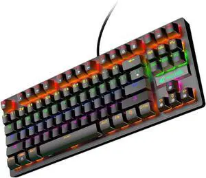 Gadpiparty 1pc Rainbow Mechanical Gaming Keyboard Ergonomic USB Keyboard Macro Recording Keys Black Backlight for Gaming and Office Use
