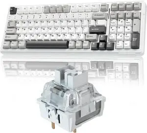 AULA F99 Wireless Mechanical Keyboard,Tri-Mode BT5.0/2.4GHz/USB-C Hot Swappable Custom Keyboards+LEOBOG Graywood V3 Switches Set