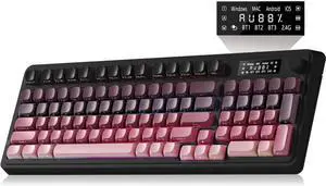 AULA S99 Pro Keyboard, Wireless Keyboards with Media Knob Custom RGB Backlit, 3-Modes BT/2.4G/USB-C Membrane Gaming Creamy Keyboard for Windows/MAC/PC Gamer - Black Pink