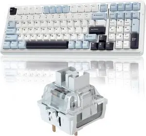AULA F99 Wireless Mechanical Keyboard,Tri-Mode BT5.0/2.4GHz/USB-C Hot Swappable Custom Keyboards+LEOBOG Graywood V3 Switches Set