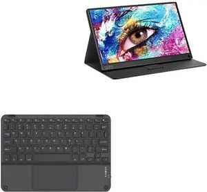 BoxWave Keyboard Compatible with PONKLOIE Portable Monitor for Laptop PON-B15 (15.6 in) - SlimKeys Bluetooth Keyboard with Trackpad, Portable Slim TouchPad - Jet Black