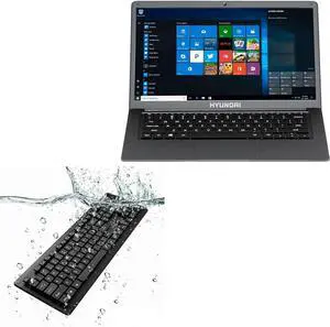 BoxWave Keyboard Compatible with Hyundai HYbook (14.1 in) - AquaProof USB Keyboard, Washable Waterproof Water Resistant - Jet Black